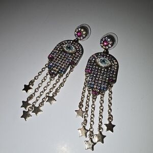 Betsey Johnson Hamsa Drop Earrings